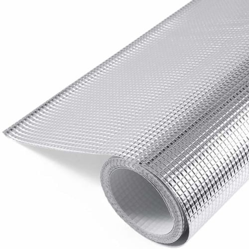 Cuttable Drawer Mat, EVA Aluminum Film, Silver, Heat Resistant (60C), Anti-Stain, Anti-Slip, Moisture-Proof, Oil-Proof, and Dehumidifying, Protects F