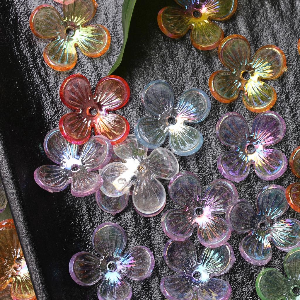 Home Party Supplies Small Flower Beads Fashion 15.8mm Acrylic Bracelet Accessories Hairpin Earrings 100pcs Handmade Materials DIY Clear Crystal