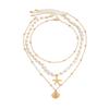 14K Gold Multi-layer Pearl Beach Starfish Shell Necklace Women's Exquisite Necklace