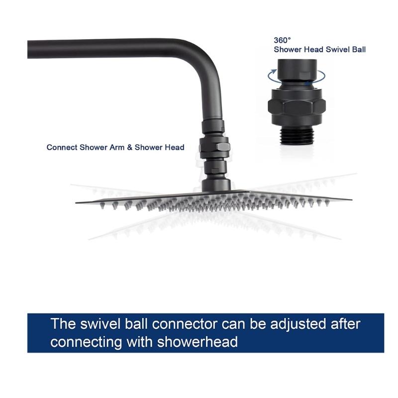 Adjustable Shower Arm Connector Brass Shower Head Swivel Ball Adapter enhances Durability & Rusts Resistance for Bathroom