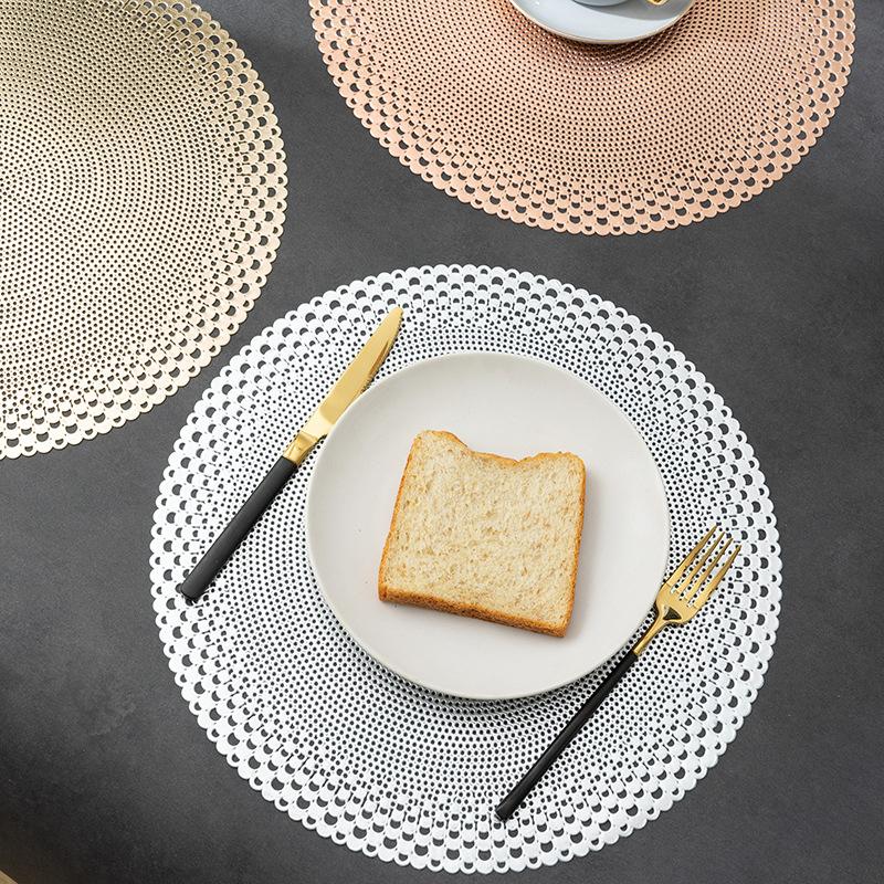 PVC Western-Style Placemat Hollow Heat Proof Mat Dining Table Cushion Coaster Placemat Hotel Restaurant Table Cloth Placemat