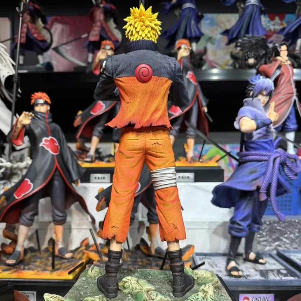 Uzumaki Naruto Action Figure Naruto Shippuden Interchangeable Head PVC Collectible Model 33cm/12.99 Inch Anime Gift for Fans