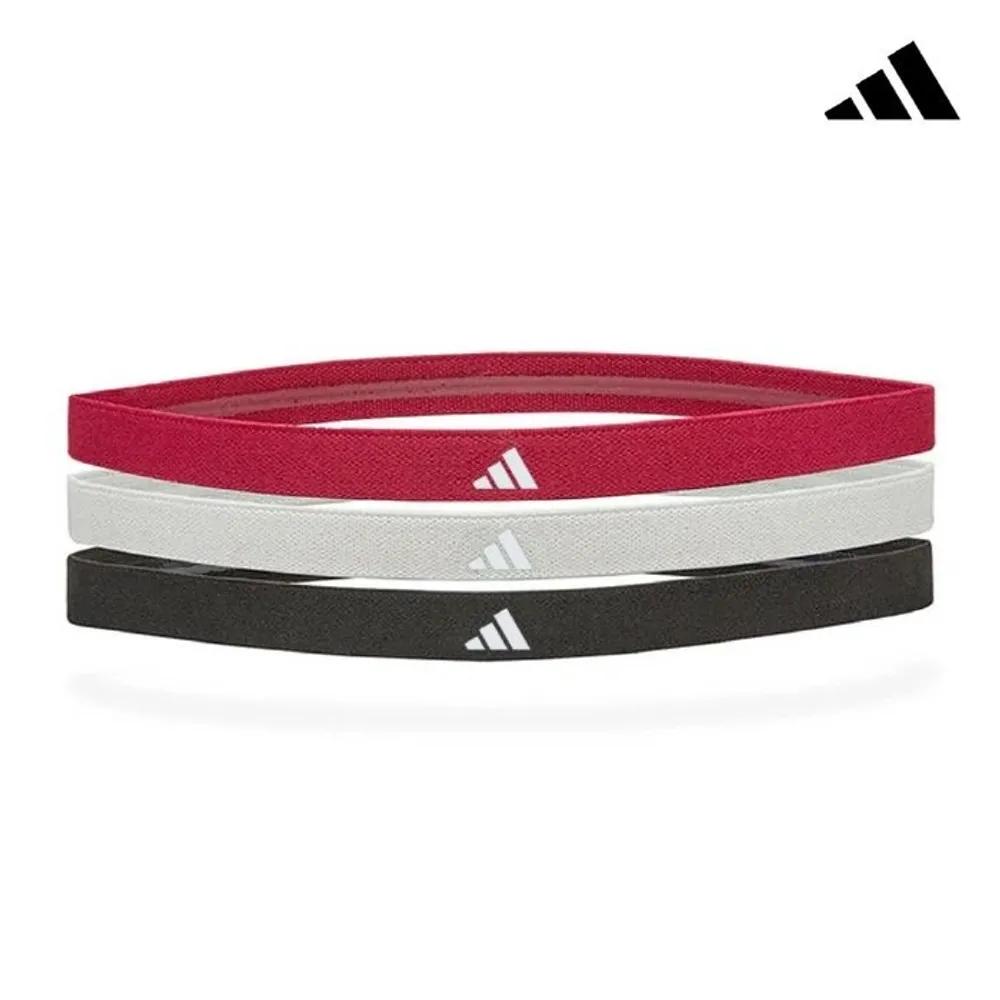 adidas Sports Hairband 3-Piece Package ADAC-16201-NL Hazardous Substance Tested / German TUV Certified Black Gray Powerberry