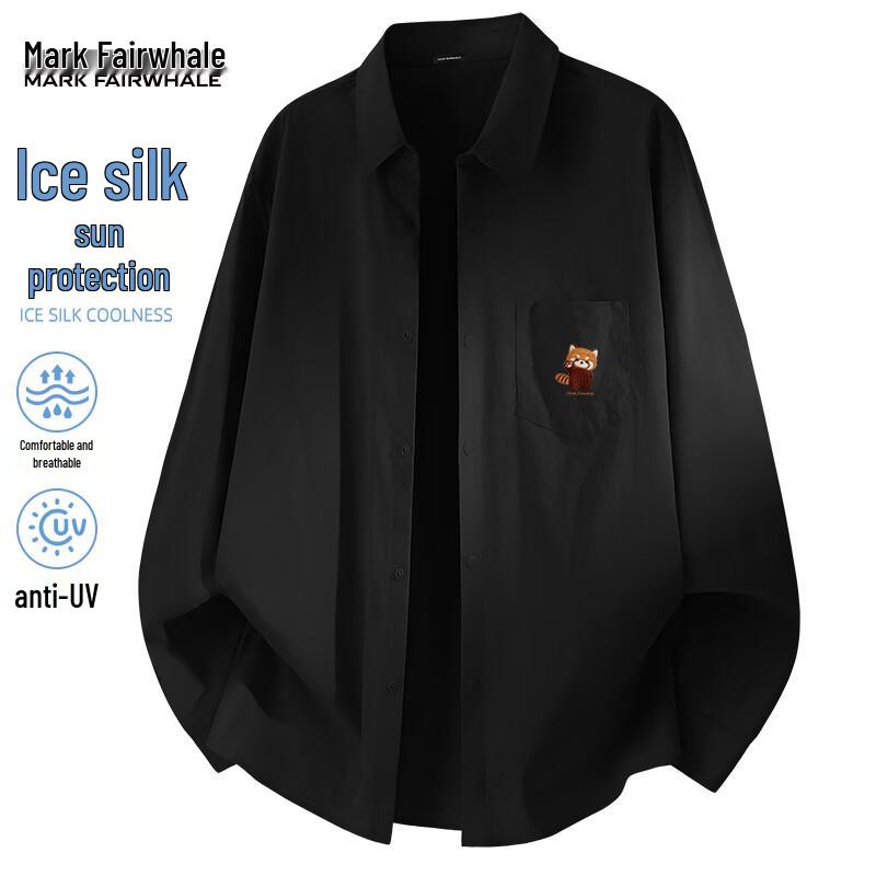 Mark Fairwhale Men's Embroidered Ice Silk Sun Protection Long-Sleeve Shirt