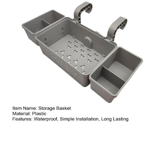 Poolside Storage Basket with Cup Holder Large Capacity Strong Load-bearing Hollow Design Waterproof Swimming Pool Hanging Storage Basket