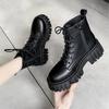 Fashion Rimocy 2025 New Women White Ankle Boots PU Leather Thick Sole Lace Up Combat Booties Female Autumn Winter Platform Shoes Woman