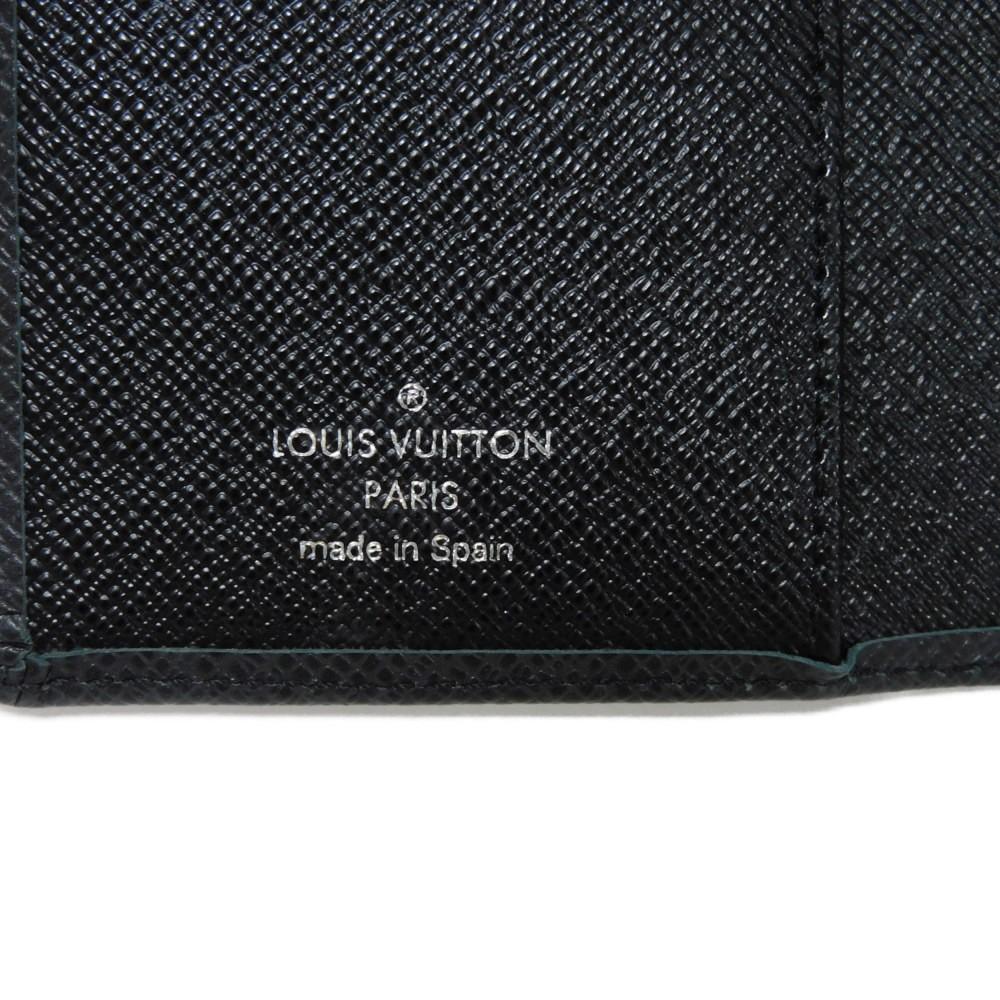 Used 12564 Agenda PM R20426 8001 LV Logo Charcoal Gray Diary with 6-hole Vuitton Card Case Taiga Ardoise Men's from