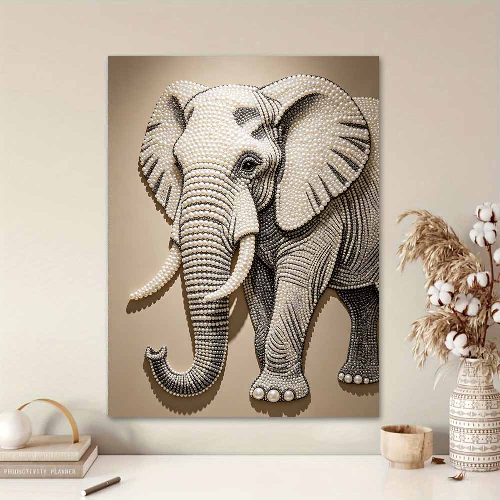 DIY Pearl Diamond Art Painting Kits for Adult and Beginners, Majestic Elephant Sparkling Painting Craft Home Wall Decor Handmade Gift
