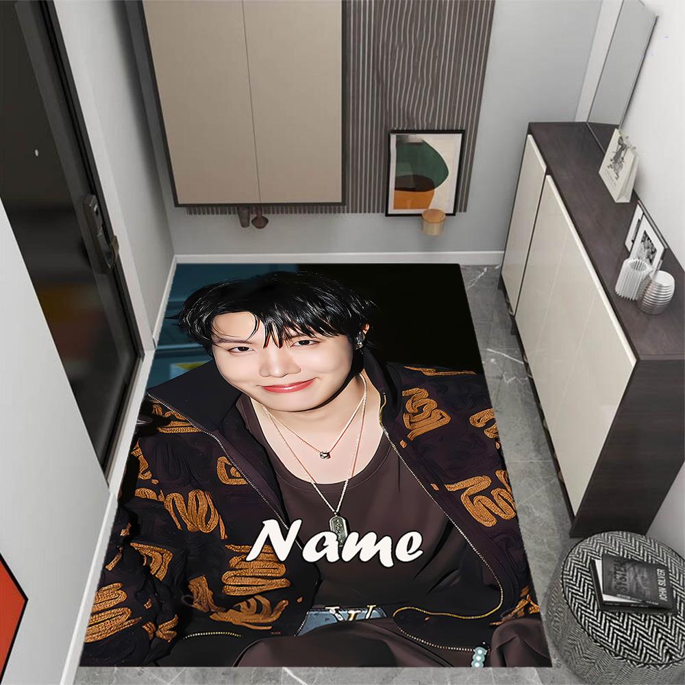 Bold Unique Style Customizable Name Carpet Design for Entryway Kitchen Foyer Decorate room Anti-slip Rug Anime Office Decor Best for Christmas