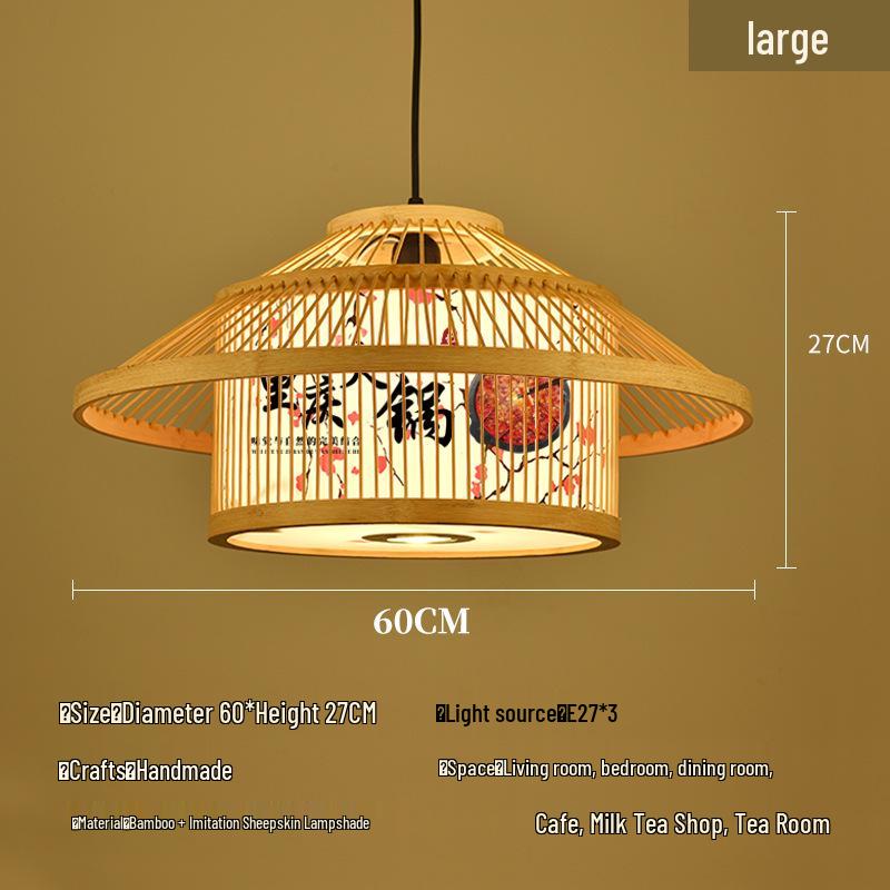 Retro Bamboo Pendant Lamp for Restaurants and Hotels - Chinese Style with Spotlight