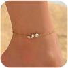 NONAMOIS 18K Gold Plated Ankle Bracelets for Women Waterproof | Stainless Steel Gold CZ Cross Layered Bow Link Chain Anklets Non Tarnish Summer Beach