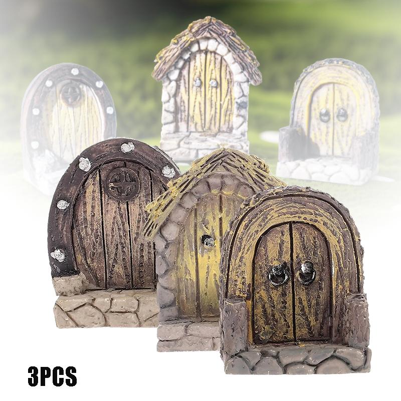 3pcs Small Wood Door Picture Frame Accessories Rustic Resin Crafts Mini Landscape Naments Home Decor Tree Stump Decorations