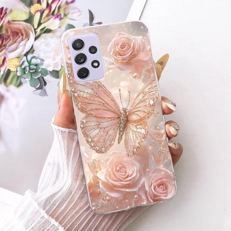 Transparent For Samsung Galaxy A72 4G Case Cute Fashion Flowers Funny Painted Casing For Samsung A72 4G SM-A725M SM-A725F Cover