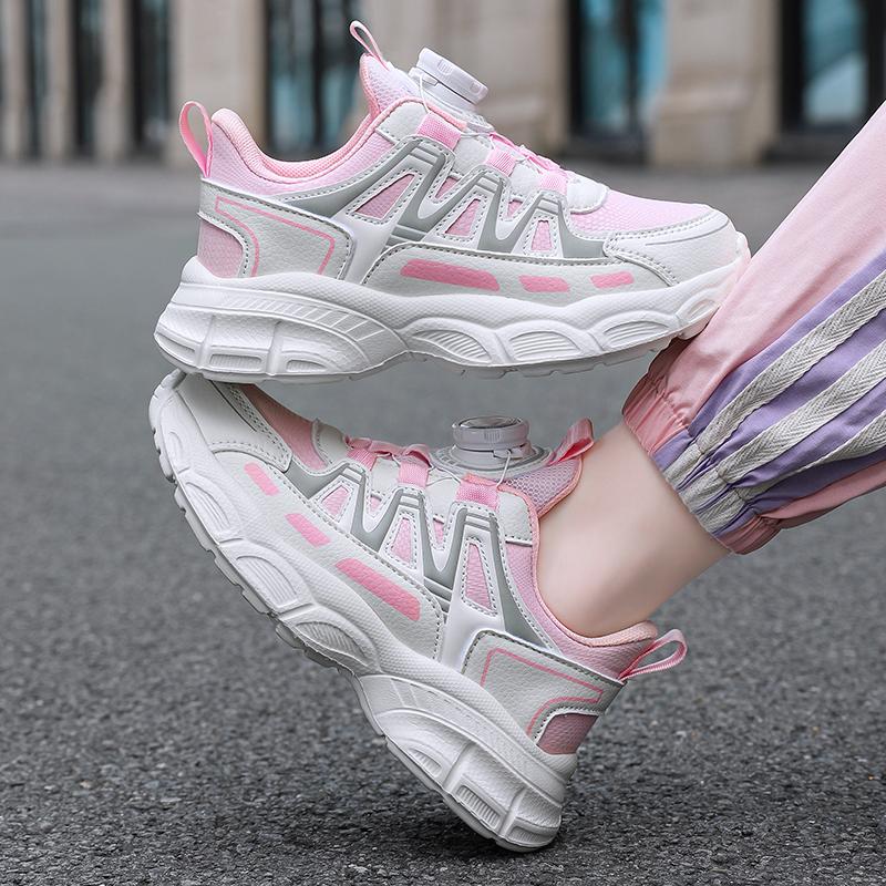 Girls Sports Shoes Lightweight Leather Kids Sneakers Casual Pink Children Anti-slip Walking Running Shoes