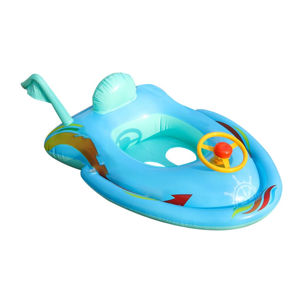 Inflatable Kids Spaceship & Rocket Swimming Ring With Steering Wheel, Water Pool Float Seat