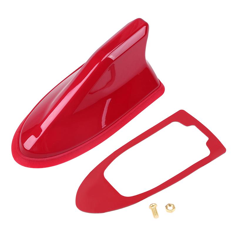 Shark Fin Antenna Universal Car Radio FM/AM Signal Amplifier Decorative Roof Aerial Base Sticker for SUV Sedan Auto Tuning