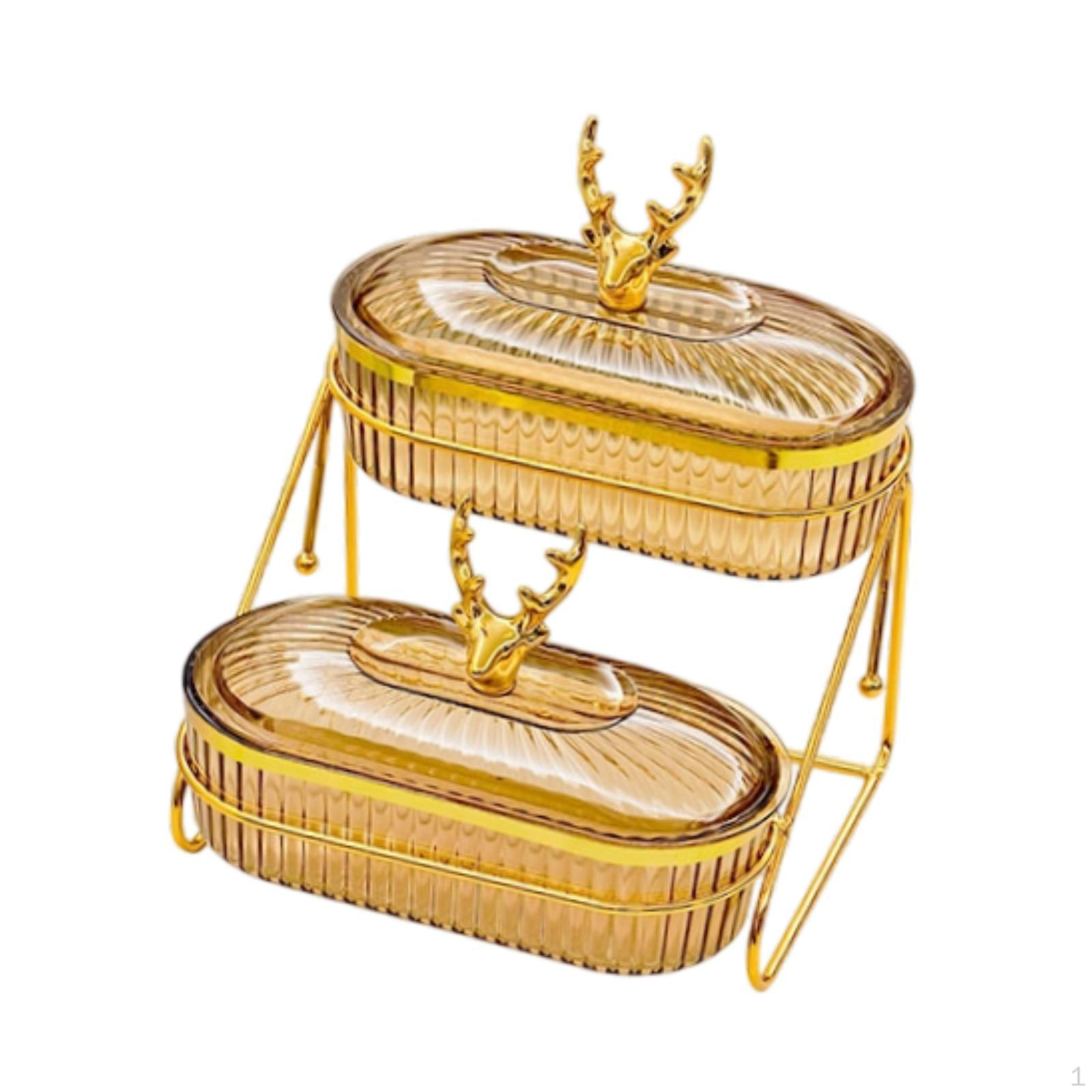 

Блюдо для сухофруктов, тарелка для закусок, декоративная домашняя тарелка с крышкой, подставка для сервировки конфет 2 layer янтарь