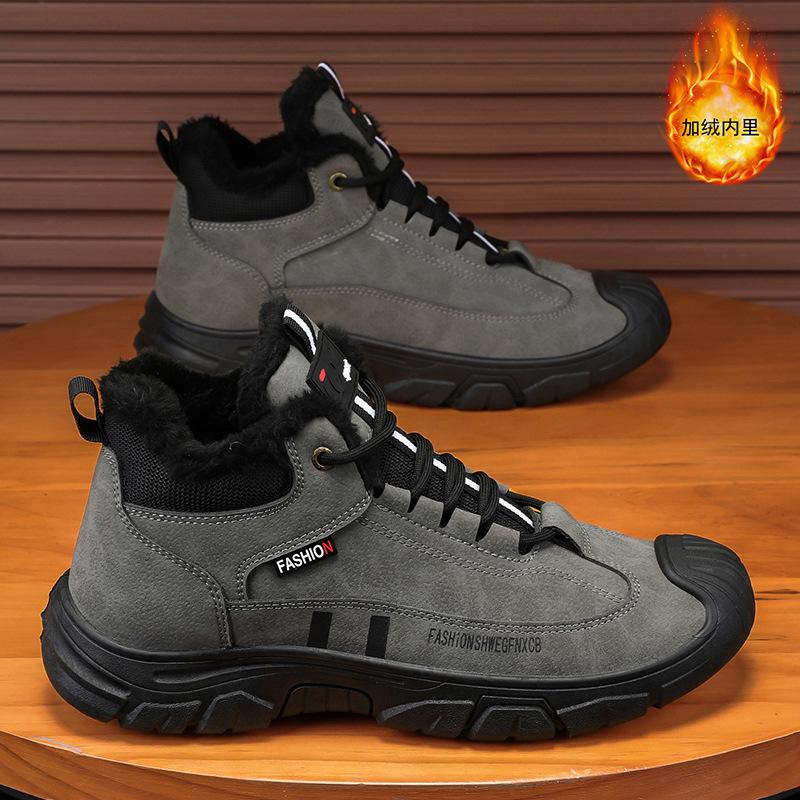 

Осень и зима новая мужская обувь флис утолщенные теплые высокие повседневные хлопковые туфли модный тренд рабочие ботинки уличные ботинки Мартина 39