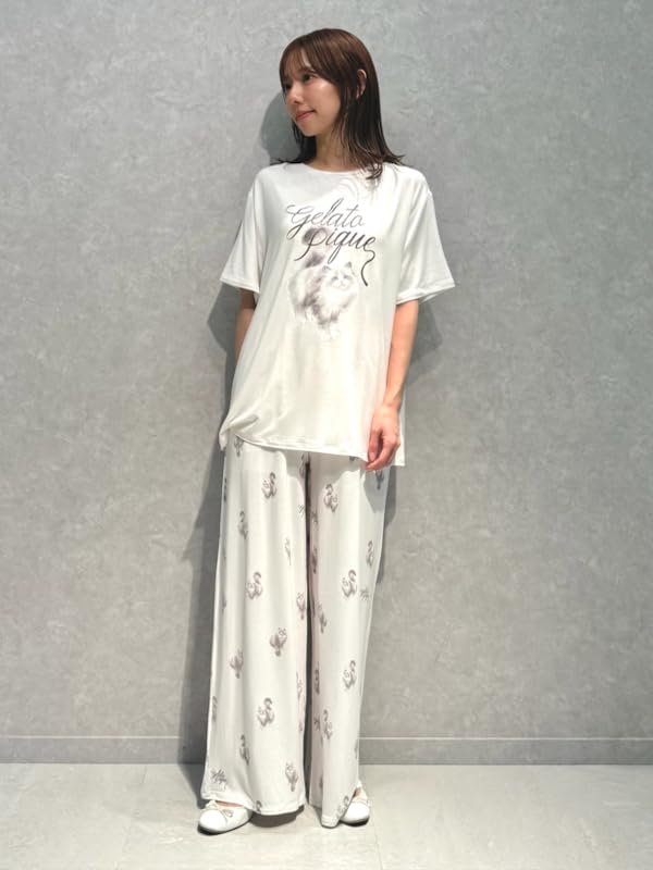 Gelato Pique CAT Print T-Shirt (PWCT252263IVRF)