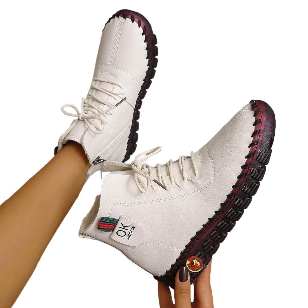 2025 Sneakers Women Shoes Platform Loafers Lace Up Leather Flat Slip-On New Spring Casual Mom Shoe Mujer Zapatos Chaussure Femme