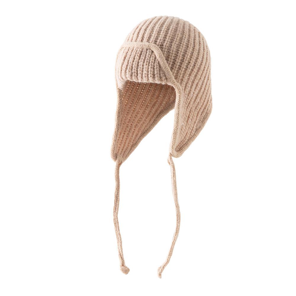 New Knitted Wool Hat Women's Autumn and Winter Warm Ear Protection Flying Hat Solid Color Simple Lei Feng Hat Knitted Hat