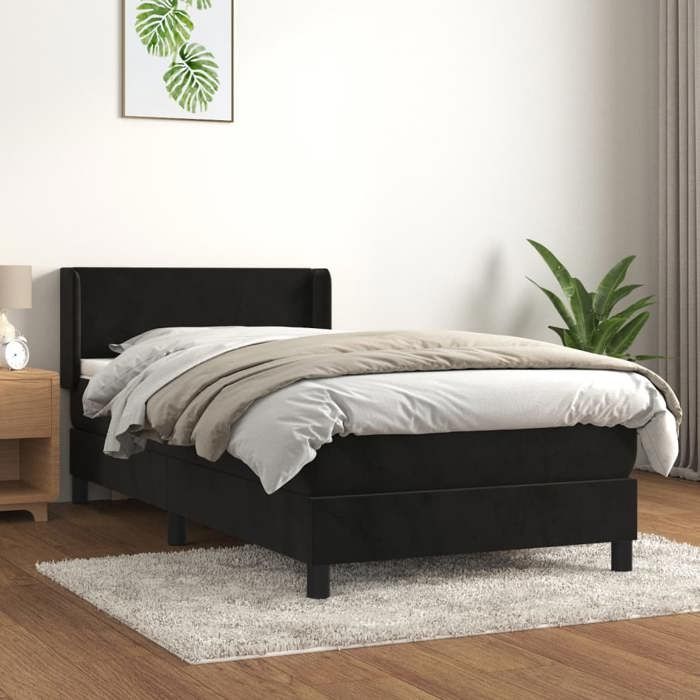 Maison Exclusive - Sommier à lattes de lit avec matelas Noir 100x200 cm Velours