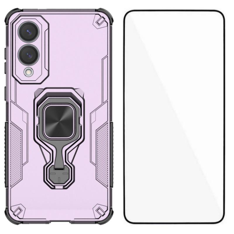 For Samsung Galaxy S25 Edge Phone Case WANLONFENG PC TPU Back Cover Kickstand with Tempered Glass