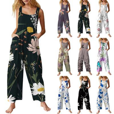 Γυναικεία Casual Φόρμα Αμάνικη με Φλοράλ Σχέδιο Βαμβακερή Φόρμα