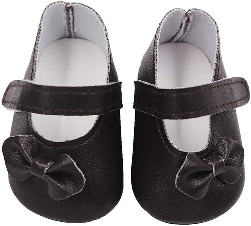 1 paio di scarpe per bambole in PU con fiocco per bambole americane da 18 pollici, accessori per bambole da 18 pollici, giocattoli