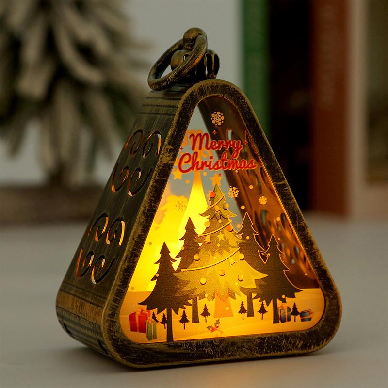 1pc Festival Lamp Xmas Gifts LED Party Scene Props Triangle Lantern Table Ornaments Christmas Mini Snowman Santa Claus