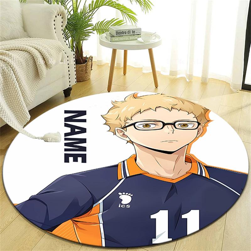 Personalized Haikyuu Round Chair Office Rug - Perfect for Mat, Office Chair & More - Ideal Gift for Birthdays and Holidays