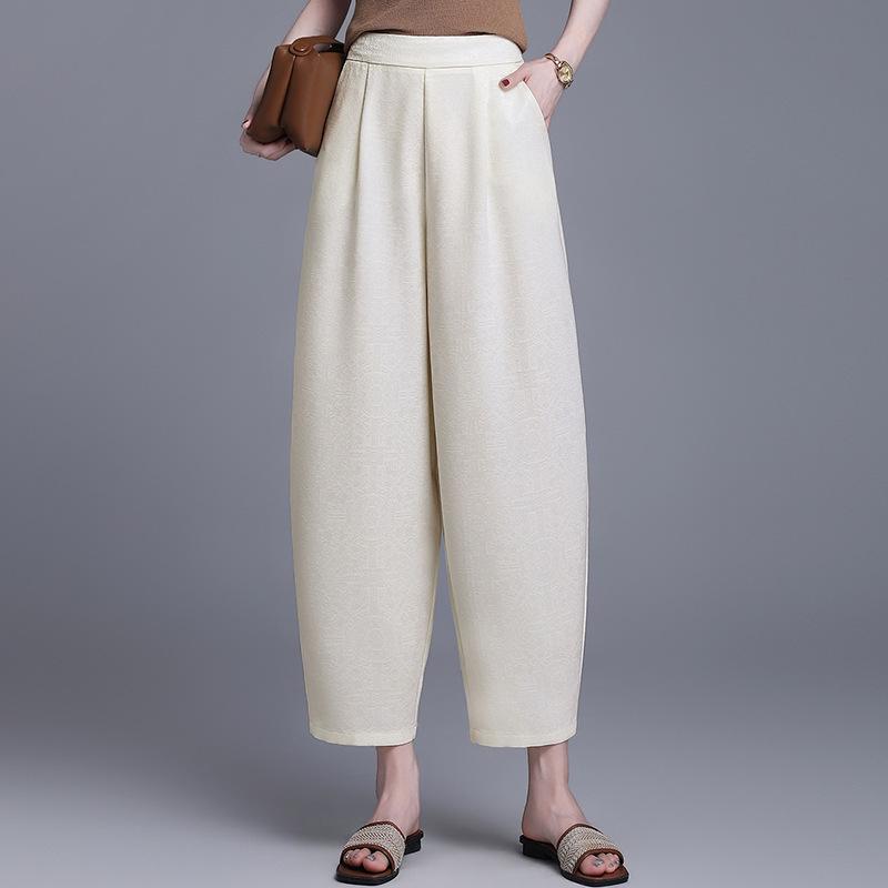 

Stylish High-Waisted Solid Color Wide-Leg Pants for Women 4XL (140-160 Jin) шампанського