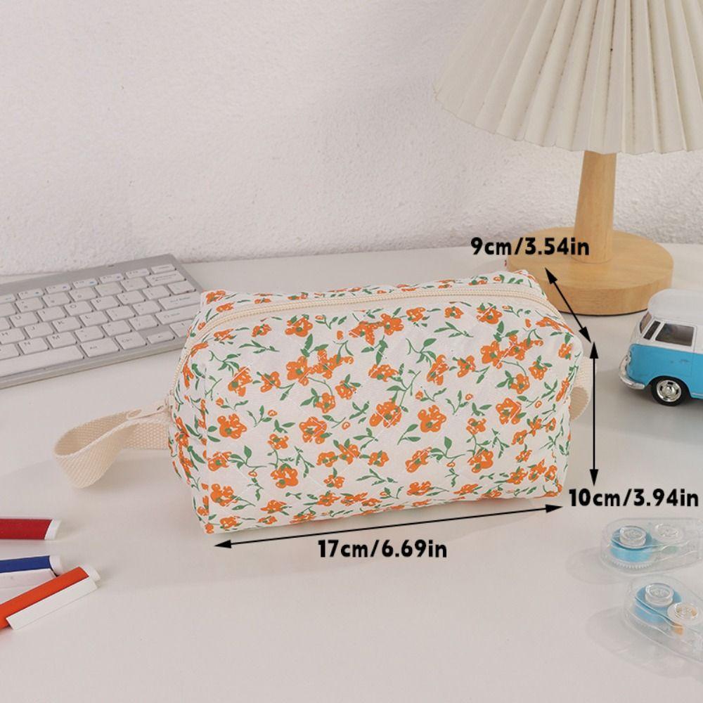 Multifunctional Gardenia Pen Bag Handheld Portable Pencil Case Makeup Bag Home&Travel