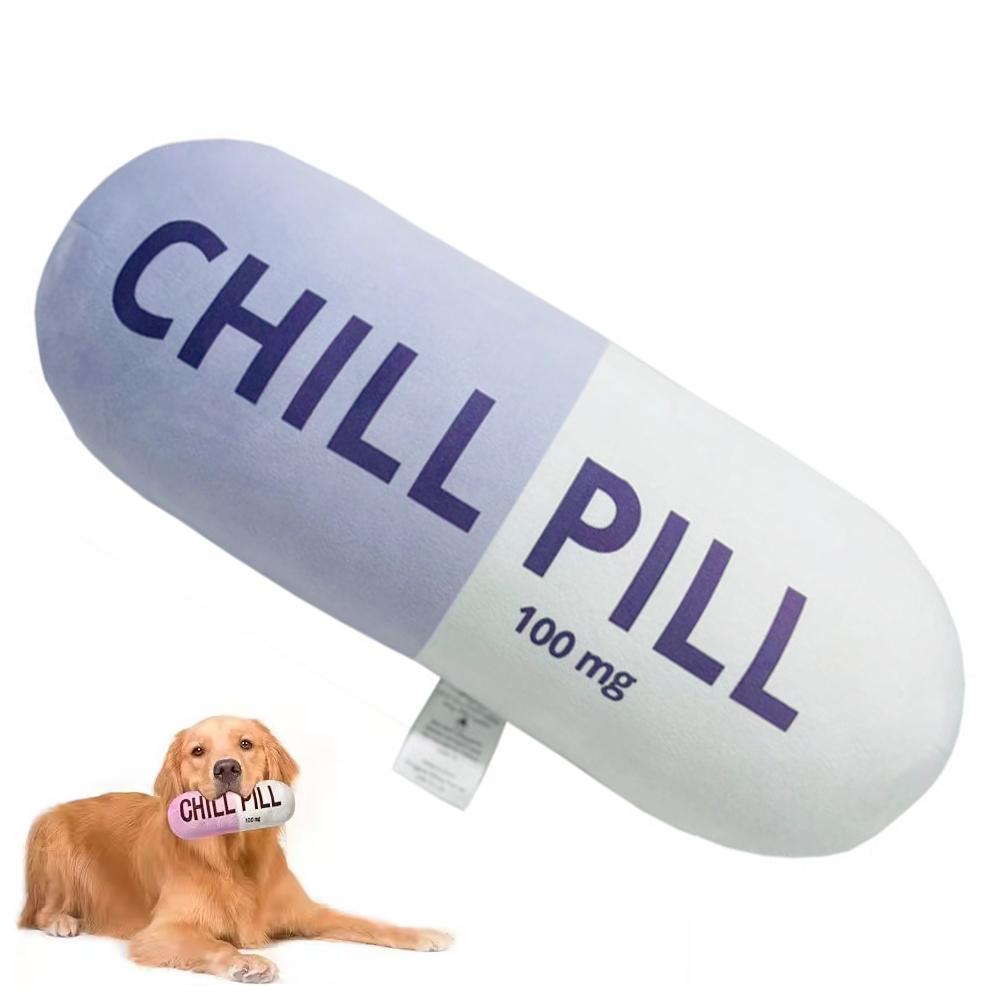 

Pet Pill Indestructible Plush Capsule Dog Play Toy With Squeaker Dogs Tooth Chew Toy Safe Dog Tough Puppy Supplie Toys Resistant