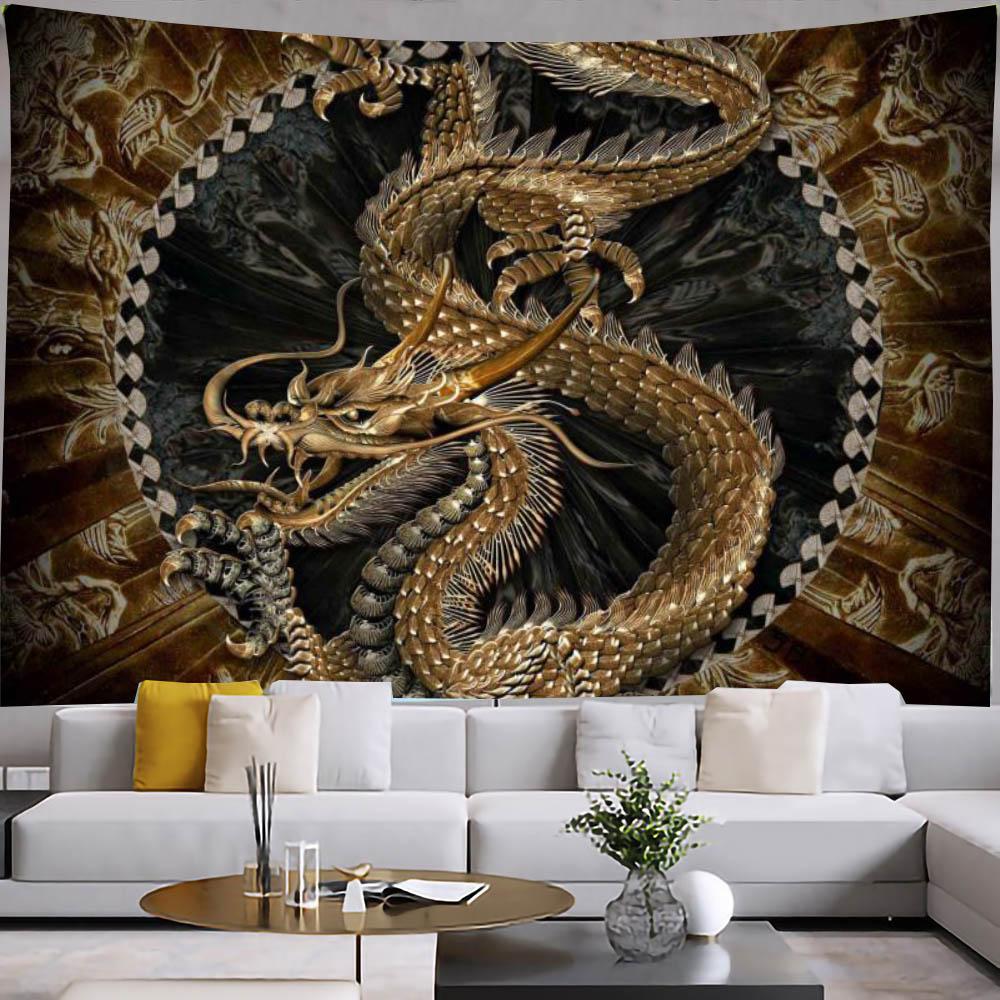 Chinesischer Drache Wandteppich, Hippie-Kunst, Wandbehang, psychedelisch, ästhetisch, Raumdekoration, Decke, Zuhause, Schlafzimmer, Dekoration, Boho, Zuhause, Dezember