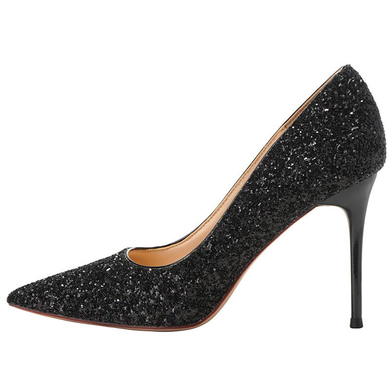 Crystal Shoes Sequined High Heels Women's 2025 New Temperament Pointed Stiletto Celebrity Silver Rhinestone Bridal Wedding Shoes