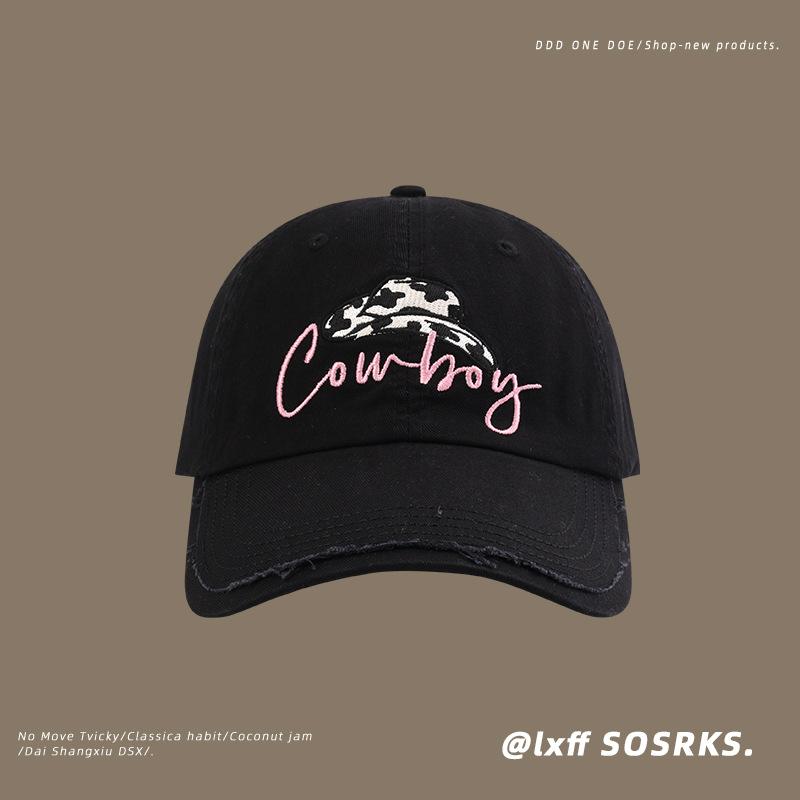 

Американская повседневная шляпа женская вышитая буква алфавита маленькая бейсболка студенческая пара универсальная солнцезащитная кепка Adjustable чёрный