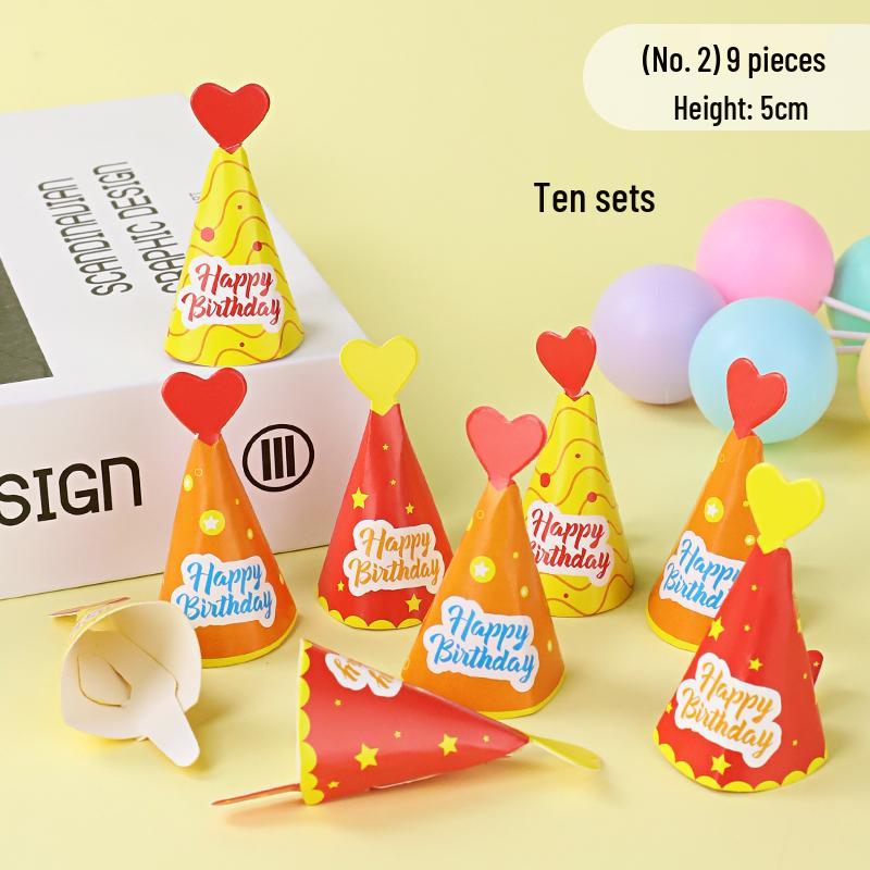Mini Birthday Hat & Banner Cake Decorations - Internet Celebrity Style Baking Accessories