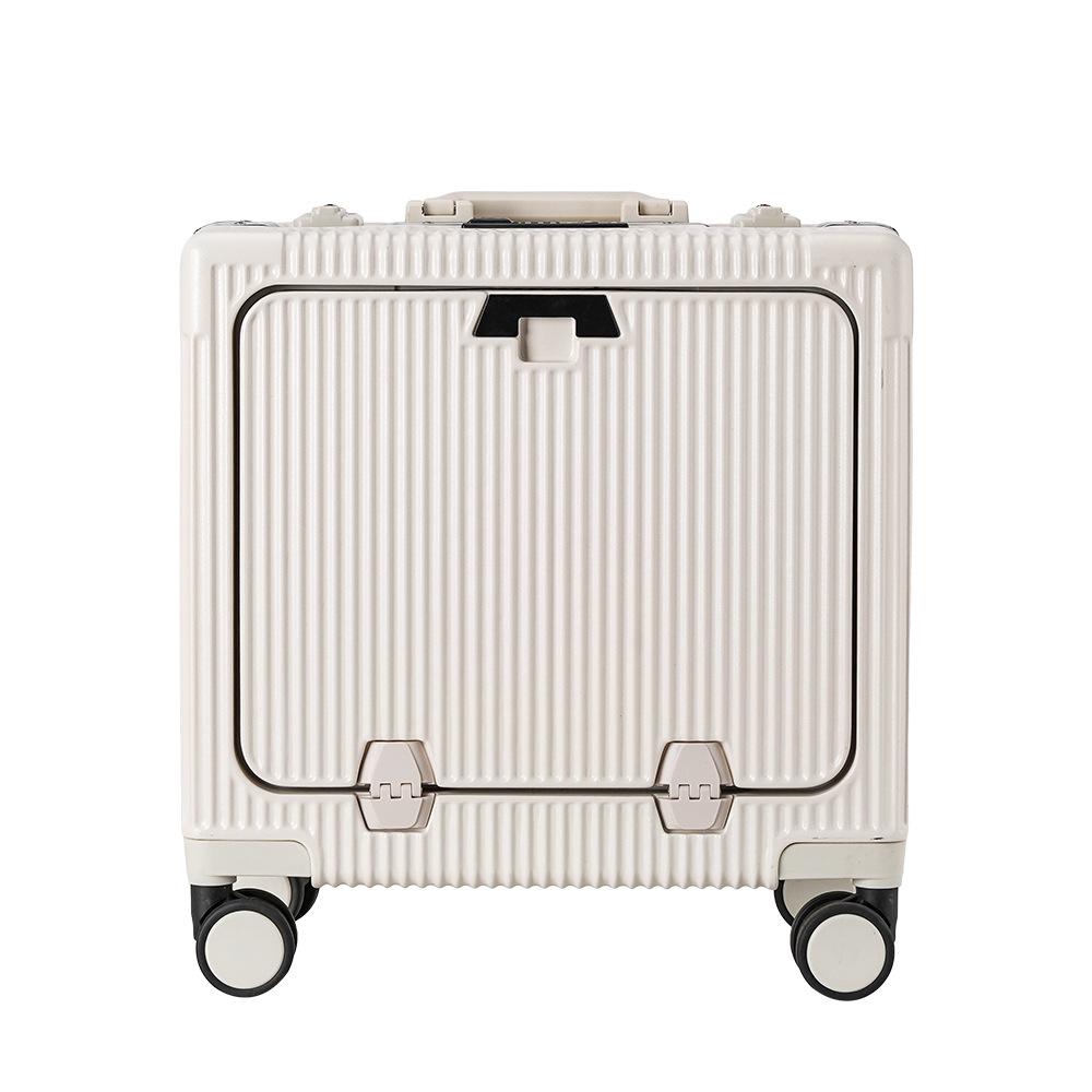 18-Inch Aluminum Carry-On Trolley Suitcase with Front Opening - Compact, Durable for Men, Women, and Students, Free Check-In