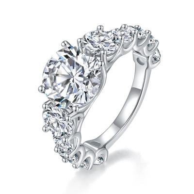 S925 Silver Ring 4 Carat Moissanite Ring Children'S Niche Premium Light Luxury Ring