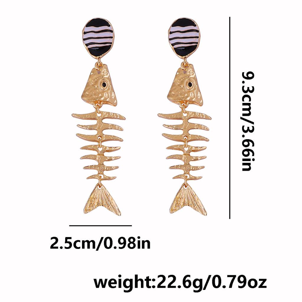 Vintage Metall Fischgrätenförmige Hängeohrringe für Damen Modeschmuck für Sommer Strandparty 2025 Neu