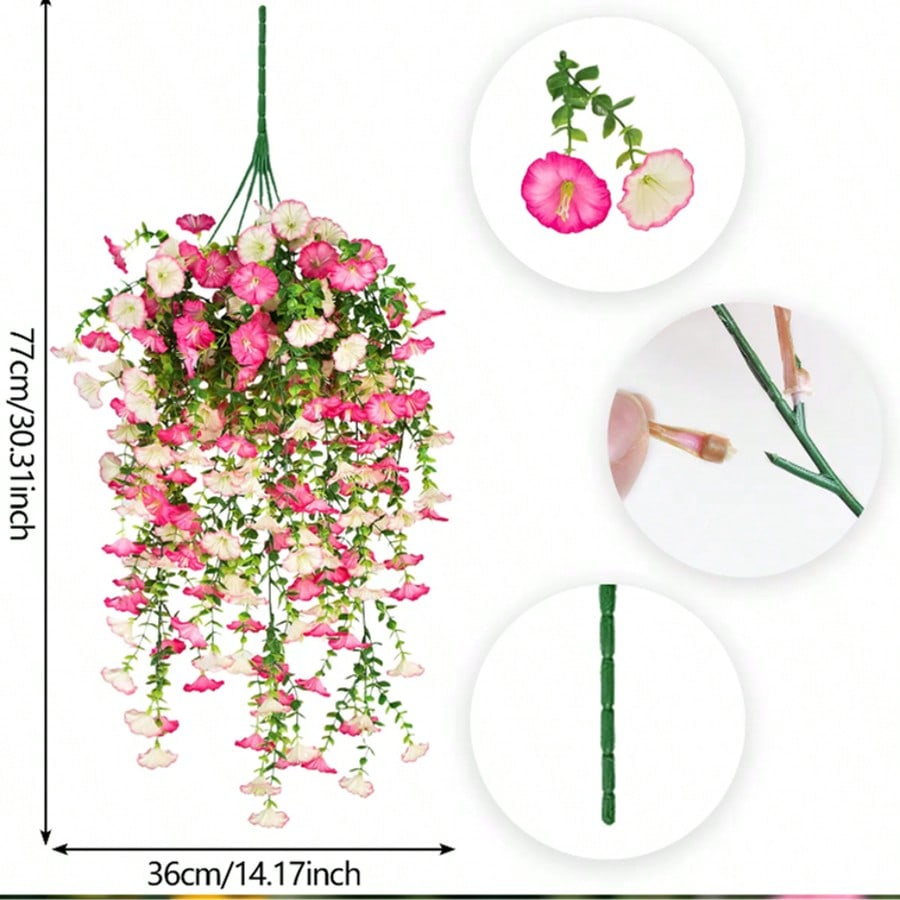 1/2 Stück Künstliche Hängende Blumen Seiden-Prunkwinde UV-Beständig Fake Hängende Riesige Blume Balkon Garten Hochzeitsparty Dekoration