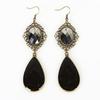 Women Fashion Bohemian Retro Water Drop Cut Out Flower Gemstone Earrings