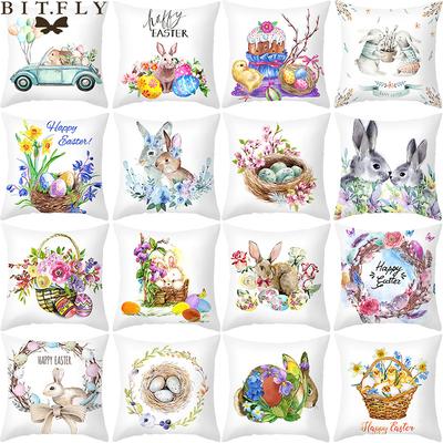 Home Decoration Cartoon Housing Rabbit Easter Polyester Pillow Cushion