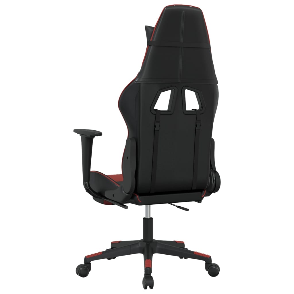 Vidaxl Gaming Chair with Footrest, Black and Wine, Faux Leather