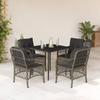 Vidaxl 5-Cz. Gartenmöbel-Set mit Kissen, Grau, PE-Rattan