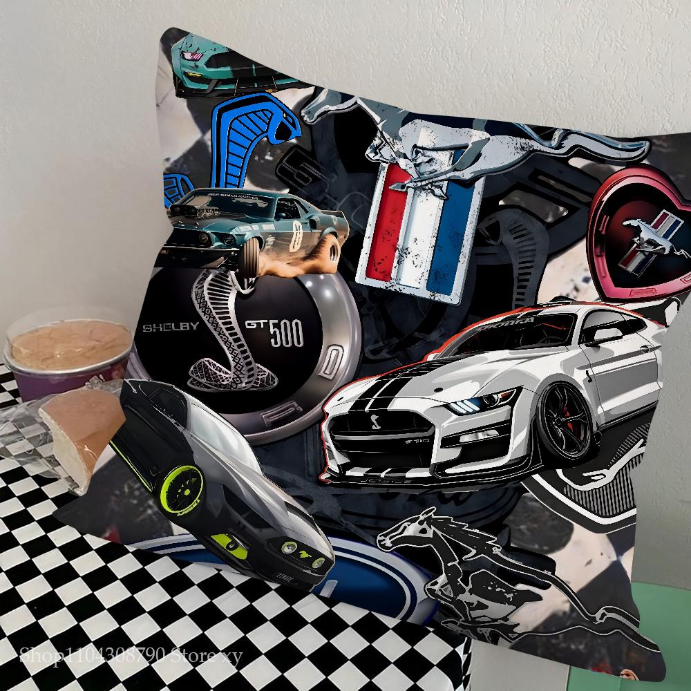 

1pc Car Fashion F-Ford M-MustangS Logo Pillow Bedroom Sofa Leisure Comfort Cushion Car Living Room Home Decoration 24x24Inch
