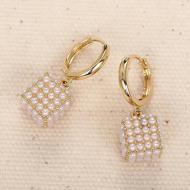 

Huitan Noble Mini Imitation Pearl Drop Earrings Luxury Graceful Piercing Accessories for Women Trendy Gorgeous Gentle Zircon