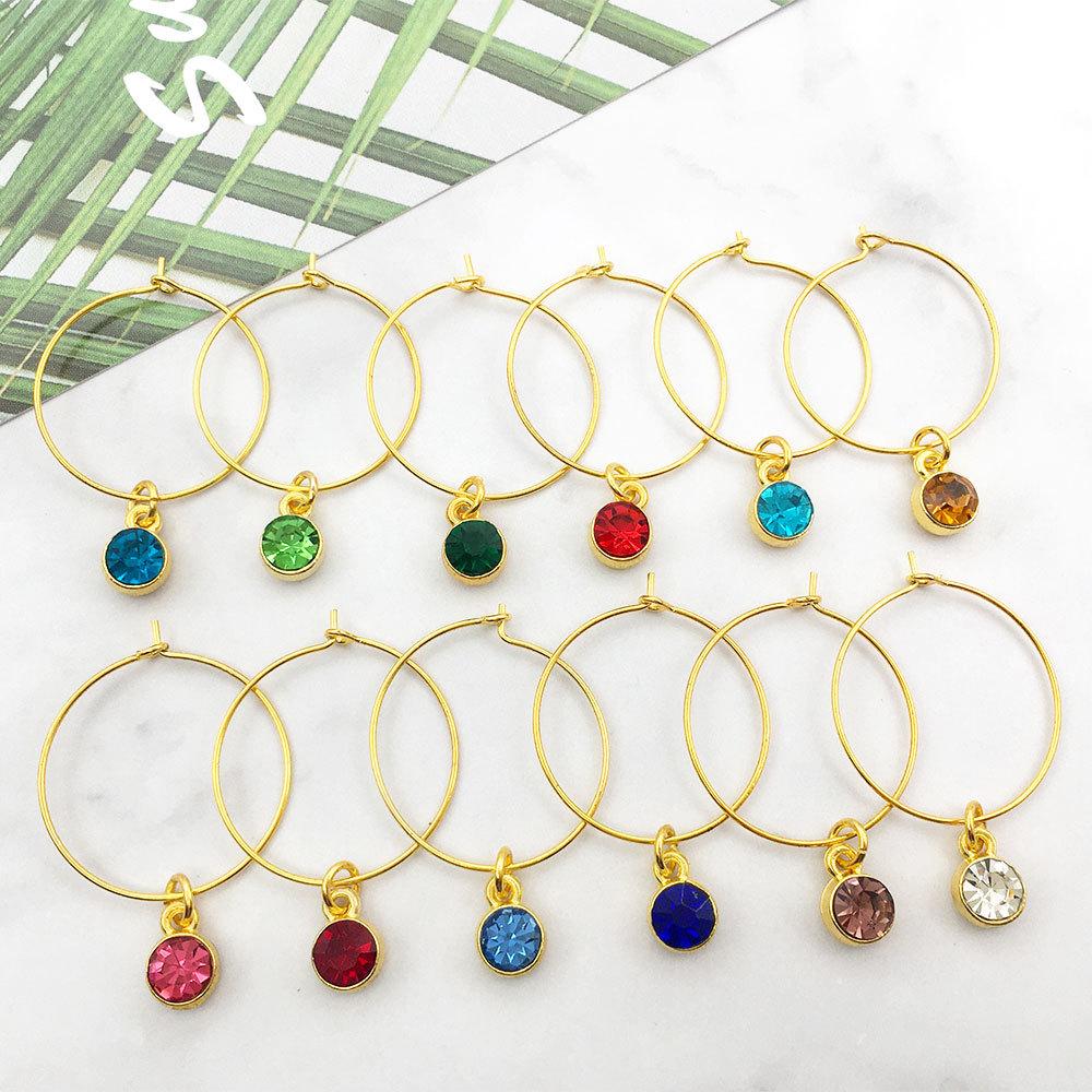 Nine-Character Earrings, Simple Earrings, Earrings, Studs, Red Wine Set, Handmade Creative Diy Round Earrings Material