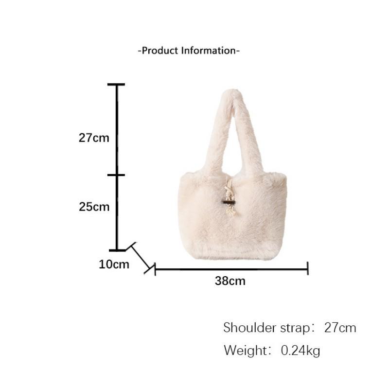 Women's New Plush Bag Large Capacity Fashionable All-matching Hand Carrying Fluffy Cute Girl Shoulder